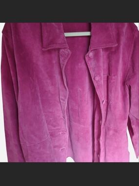 Women's Suede Button-Front Jacket in Magenta